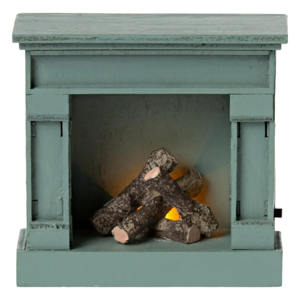 Dollhouse Vintage Blue Fireplace