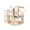 Green Wooden Dollhouse With Furniture