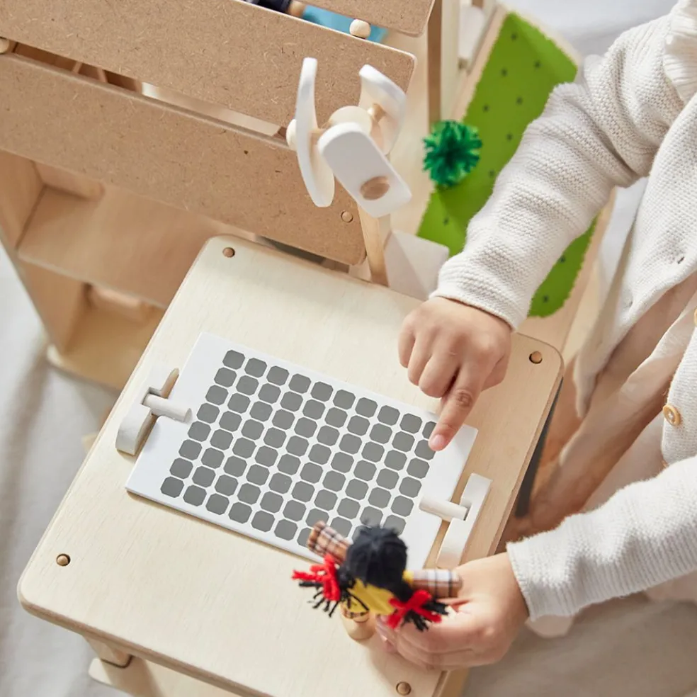 Green Wooden Dollhouse With Furniture