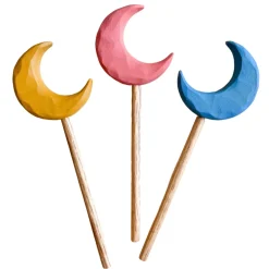 Light Blue Wooden Moon Wand