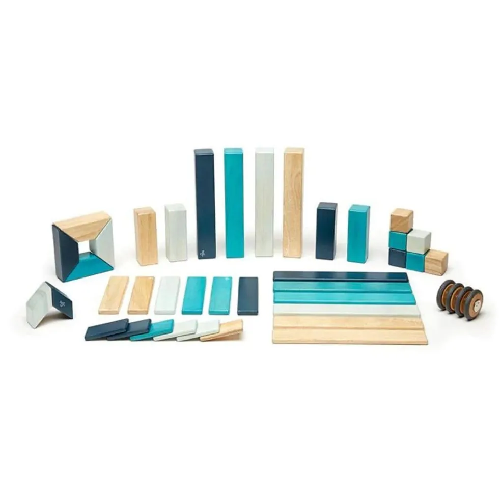 Magnetic Wooden Blocks - 42 Piece Set Blues