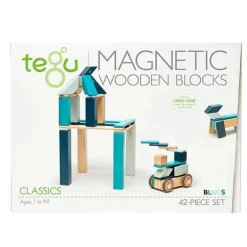 Magnetic Wooden Blocks - 42 Piece Set Blues
