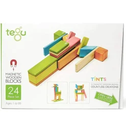 Magnetic Wooden Blocks - 24 Piece Set Tints