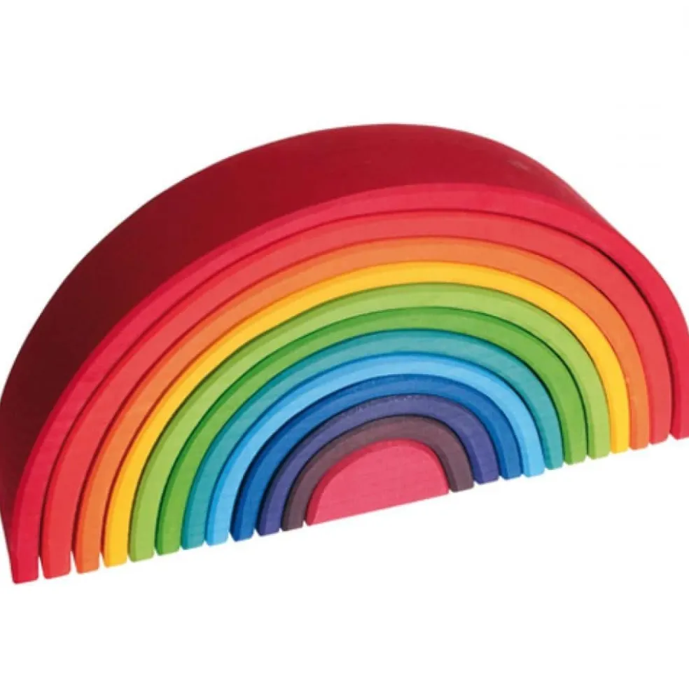 12-Piece Wooden Rainbow Stacking Tunnel