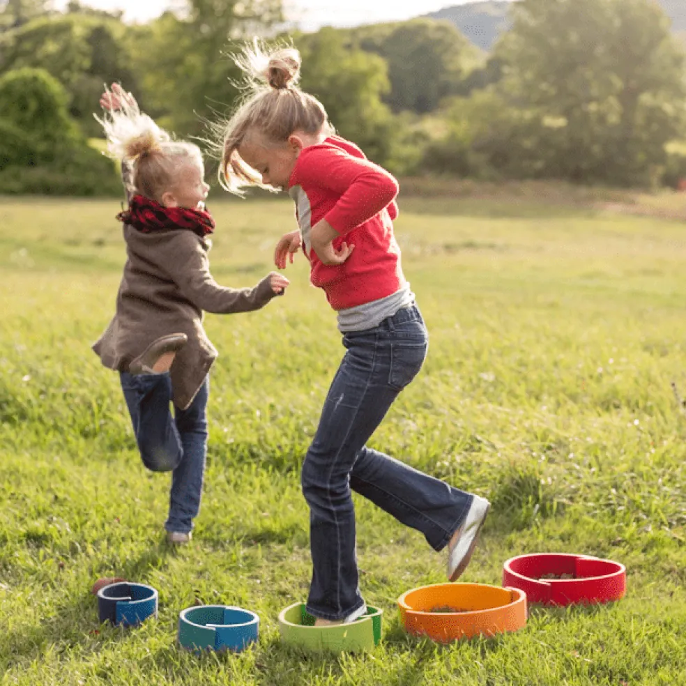 12-Piece Wooden Rainbow Stacking Tunnel