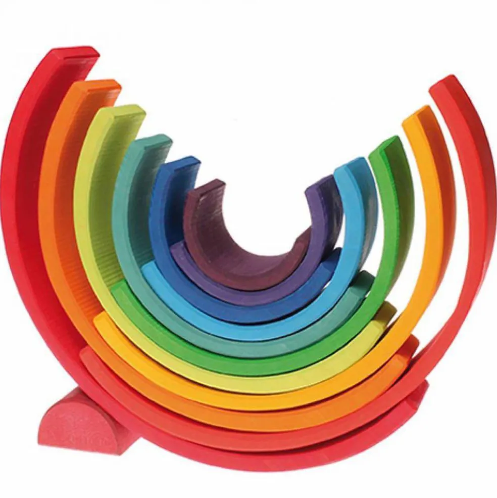 12-Piece Wooden Rainbow Stacking Tunnel
