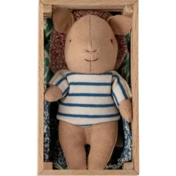 Piglet in a Wooden Box- Blue