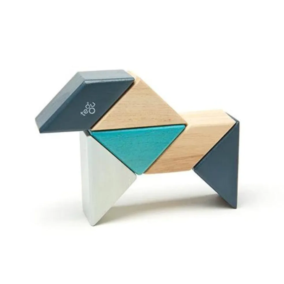 Pocket Pouch Prism Wooden Magnetic Blocks - Blues