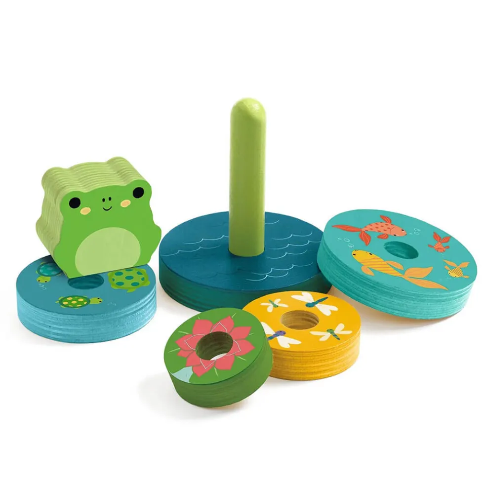 Puzz & Stack Frog Rainbow Wooden Puzzle and Stacking Toy