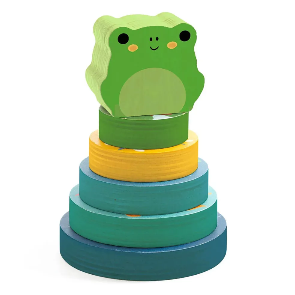 Puzz & Stack Frog Rainbow Wooden Puzzle and Stacking Toy