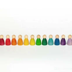 12 Rainbow Nins - Wooden Peg People