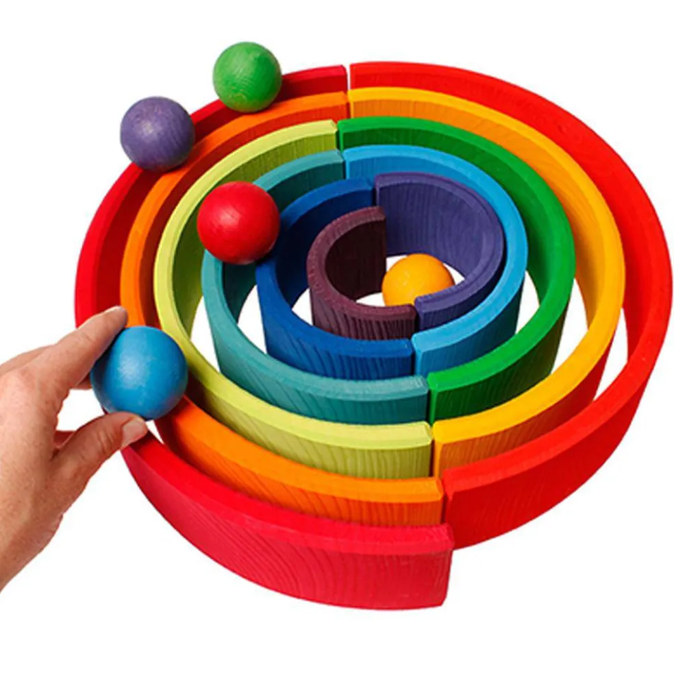 Small Wooden Rainbow Balls, Set of 12