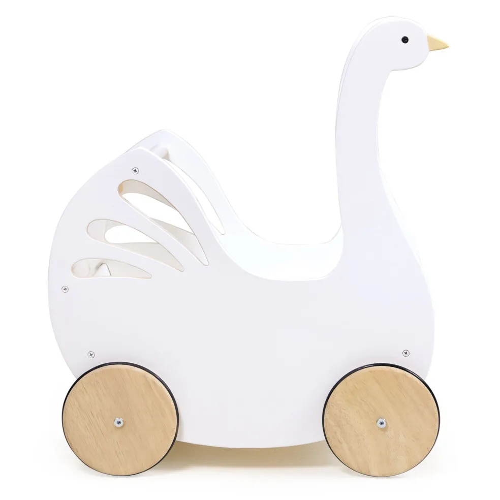 Sweet Wooden Swan Doll Stroller