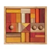 Warm Colored Wooden Block Set with Storage Tray - 30 Pieces