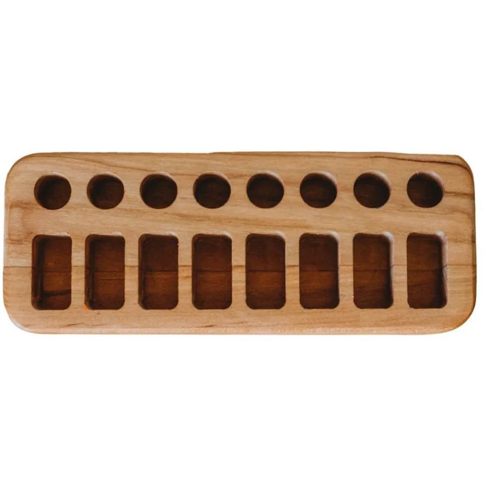 Wooden Crayon Holder - 8 Sticks and 8 Blocks
