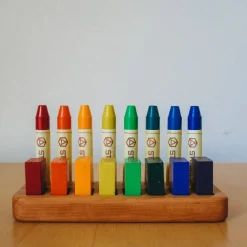 Wooden Crayon Holder - 8 Sticks and 8 Blocks