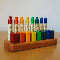 Wooden Crayon Holder - 8 Sticks and 8 Blocks