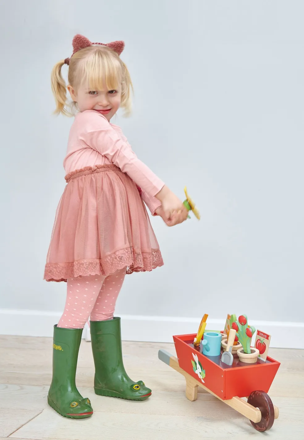 Wooden Garden Wheelbarrow Set