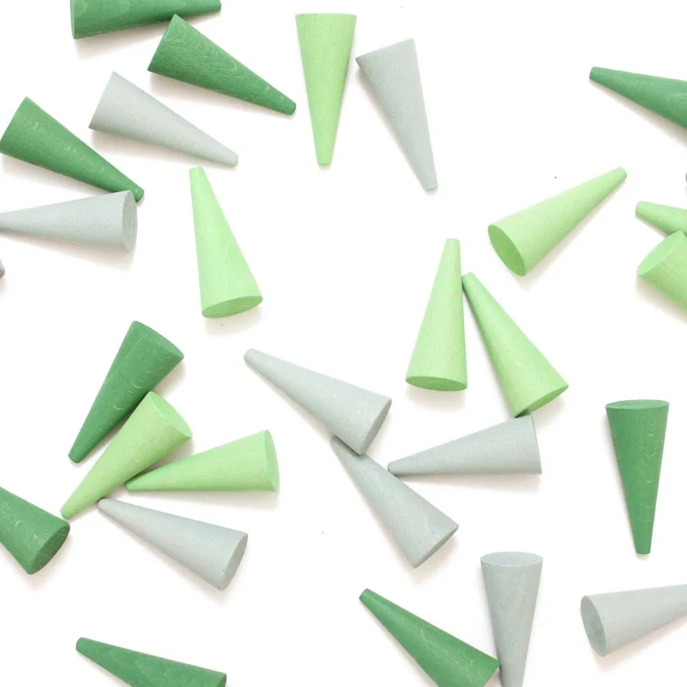 Wooden Mandala Green Cones