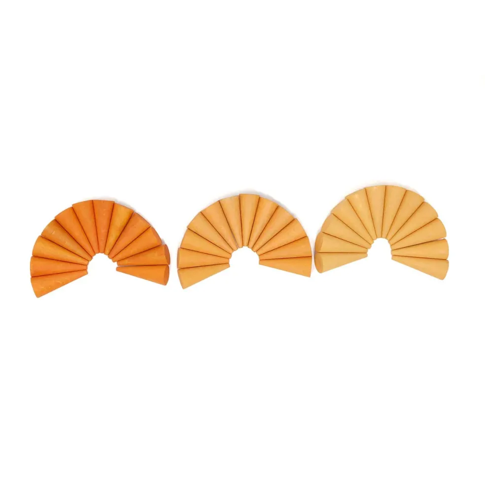 Wooden Mandala Set - Orange Cones