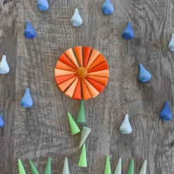 Wooden Mandala Set - Orange Cones