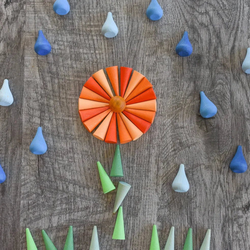 Wooden Mandala Set - Orange Cones