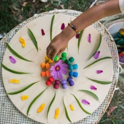 Wooden Mandala Set - Rainbow Mushrooms