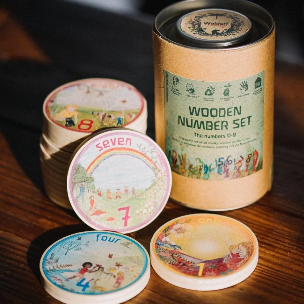 Wooden Math Number Coins Set