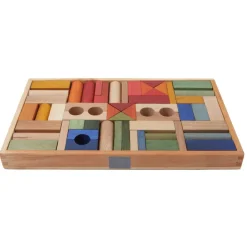 Wooden Rainbow Blocks with Storage Tray - 54 Pieces