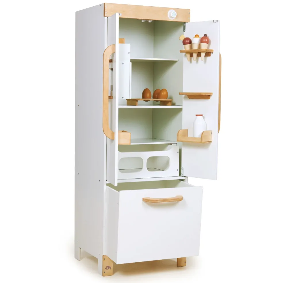 Wooden Refrigerator and Food Set