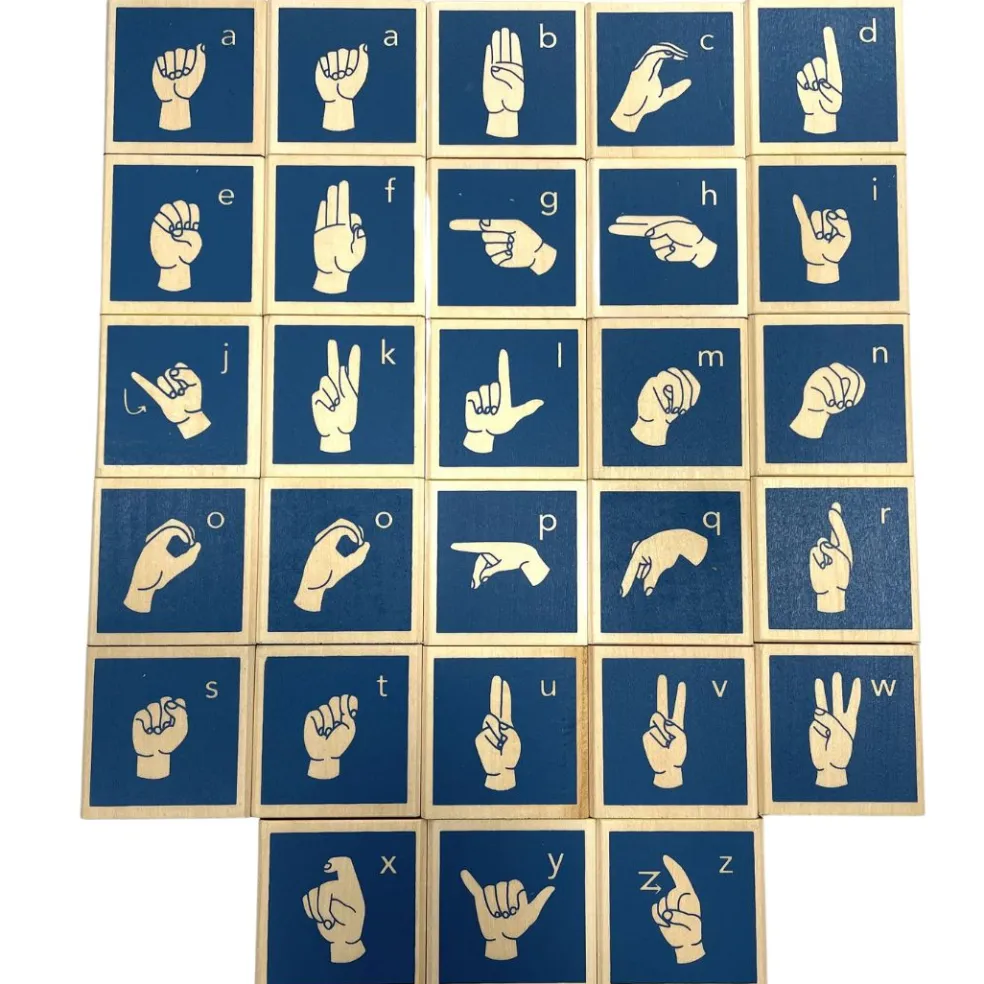 Wooden Sign Language Blocks