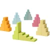 Wooden Stepped Roofs Building Blocks Set - Pastel
