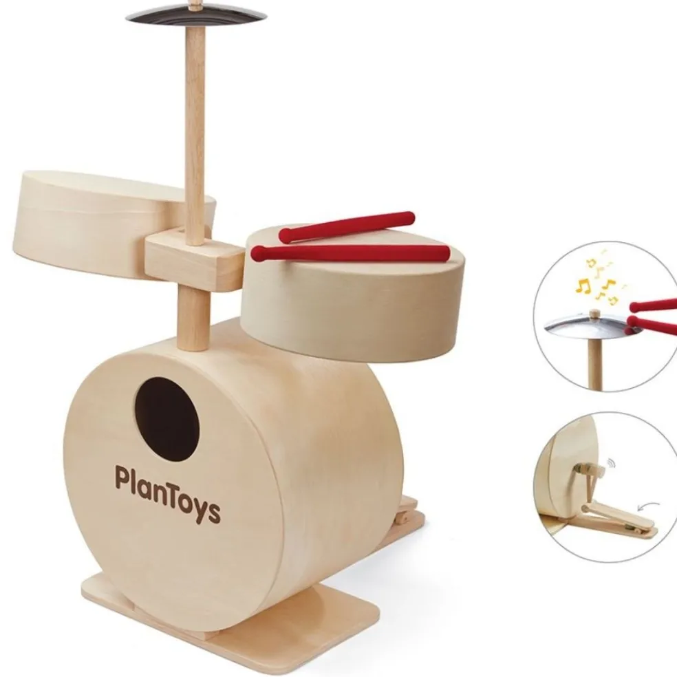Wooden Toy Drum Set with Cymbals